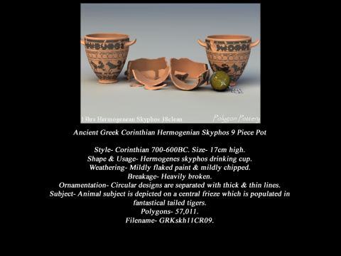 Greek Corinthian Various Subjects Collection 9 Piece Pottery 3D 模型