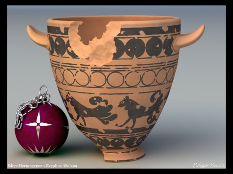 Greek Corinthian Various Subjects Collection 9 Piece Pottery 3D 模型