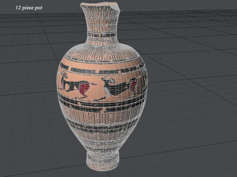 Greek Corinthian Various Subjects Collection 12 Piece Pottery 3D Model