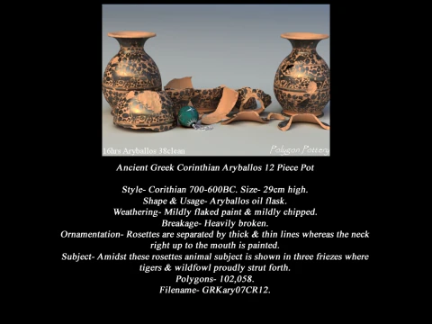 Greek Corinthian Various Subjects Collection 12 Piece Pottery 3D Model