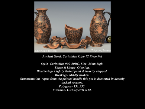 Greek Corinthian Various Subjects Collection 12 Piece Pottery Model 3D