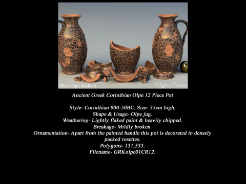 Greek Corinthian Various Subjects Collection 12 Piece Pottery 3D Model