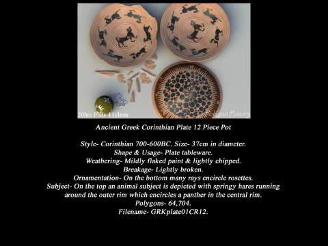 Greek Corinthian Various Subjects Collection 12 Piece Pottery 3D Model