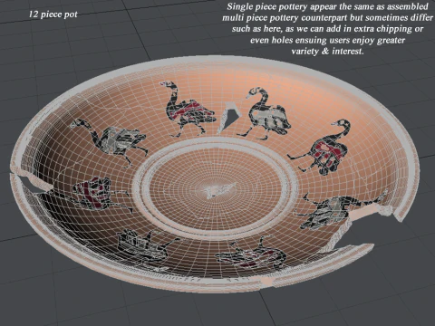 Greek Corinthian Various Subjects Collection 12 Piece Pottery 3D Model