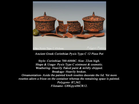 Greek Corinthian Various Subjects Collection 12 Piece Pottery 3D Model