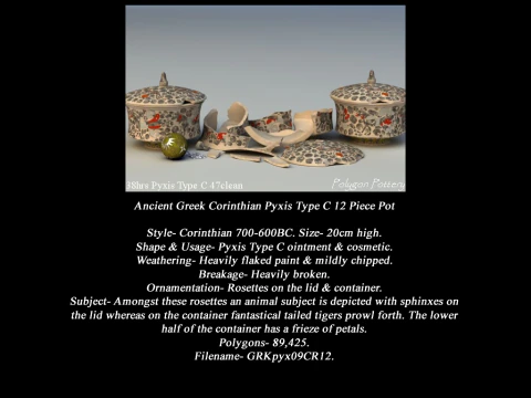 Greek Corinthian Various Subjects Collection 12 Piece Pottery 3D Model