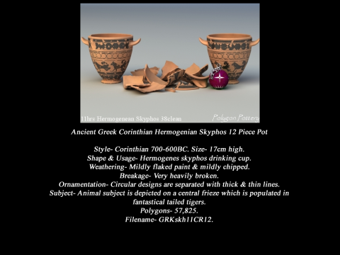 Greek Corinthian Various Subjects Collection 12 Piece Pottery Model 3D