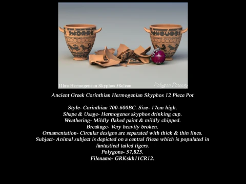 Greek Corinthian Various Subjects Collection 12 Piece Pottery 3D Model