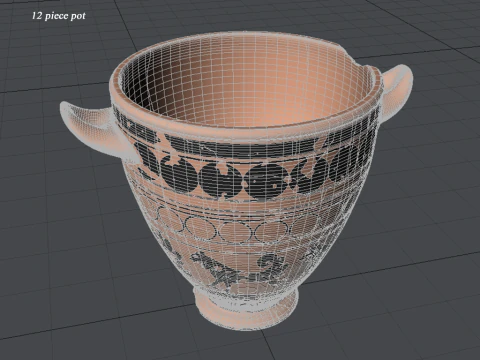 Greek Corinthian Various Subjects Collection 12 Piece Pottery 3D Model