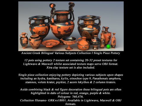 Greek Bilingual I Various Subjects Collection Single Piece Pottery 3D Model
