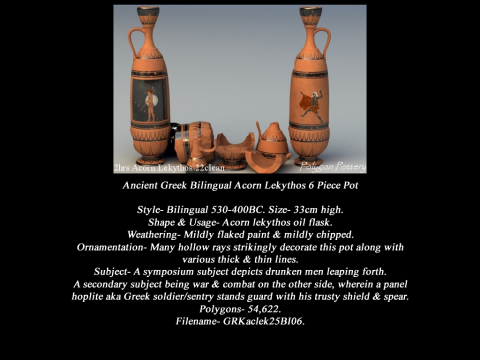 Greek Bilingual Various Subjects Collection I 6 Piece Pottery 3D Model