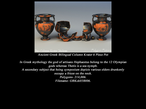 Greek Bilingual Various Subjects Collection I 6 Piece Pottery 3D Model