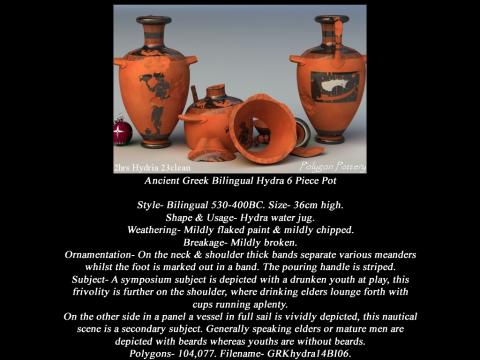 Greek Bilingual Various Subjects Collection I 6 Piece Pottery 3D Model