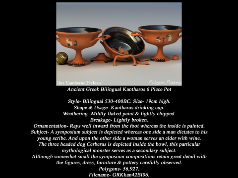 Greek Bilingual Various Subjects Collection I 6 Piece Pottery 3D Model