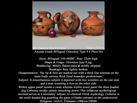 Greek Bilingual Various Subjects Collection I 6 Piece Pottery 3D Model