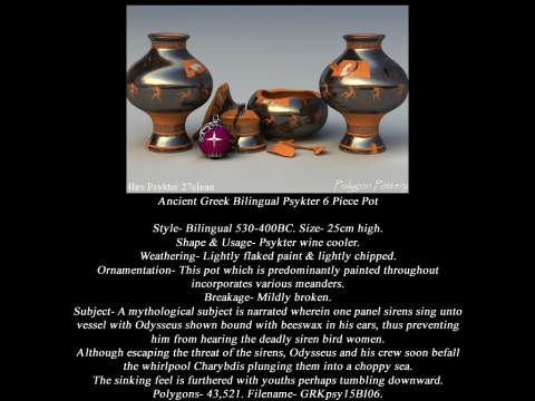 Greek Bilingual Various Subjects Collection I 6 Piece Pottery 3D Model
