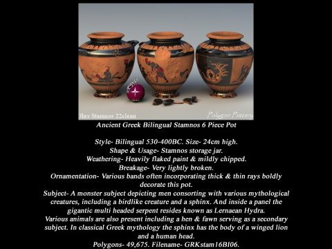 Greek Bilingual Various Subjects Collection I 6 Piece Pottery 3D Model