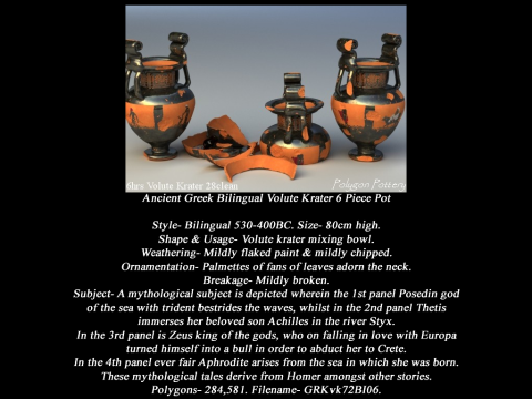 Greek Bilingual Various Subjects Collection I 6 Piece Pottery 3D Model