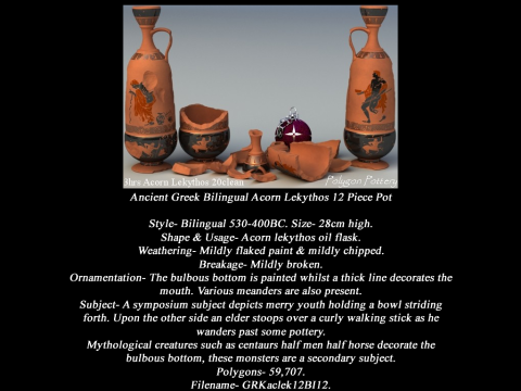 Greek Bilingual Various Subjects Collection I 12 Piece Pottery Model 3D