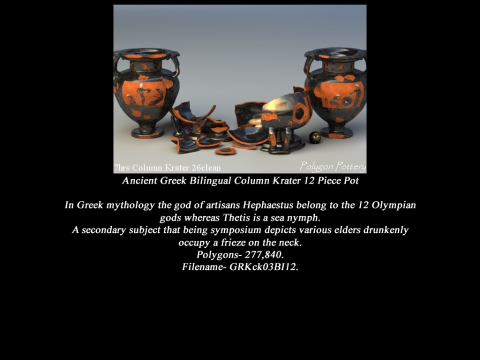 Greek Bilingual Various Subjects Collection I 12 Piece Pottery Model 3D