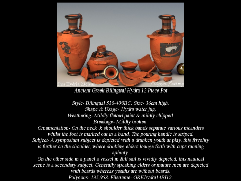 Greek Bilingual Various Subjects Collection I 12 Piece Pottery Model 3D