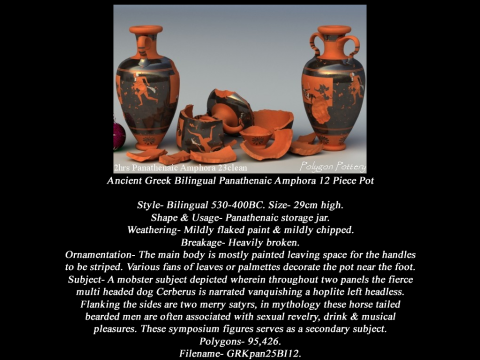 Greek Bilingual Various Subjects Collection I 12 Piece Pottery Model 3D