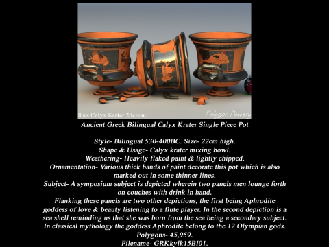 Greek Bilingual Various Subjects Collection II Single Piece Pottery 3D Model