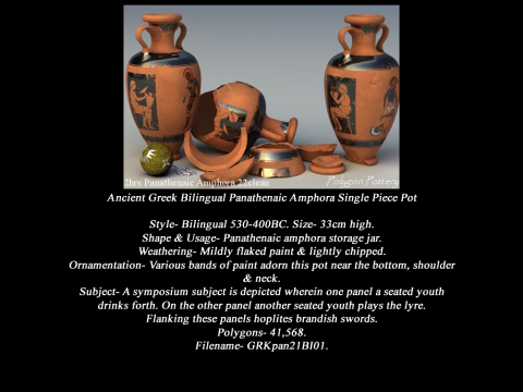 Greek Bilingual Various Subjects Collection II Single Piece Pottery 3D Model