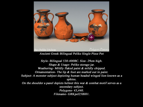Greek Bilingual Various Subjects Collection II Single Piece Pottery 3D Model