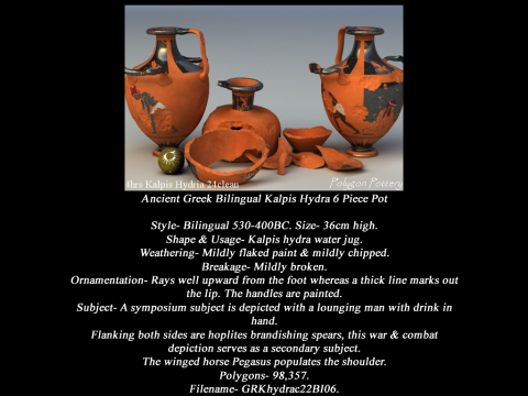 Greek Bilingual Various Subjects Collection II 6 Piece Pottery 3D Model