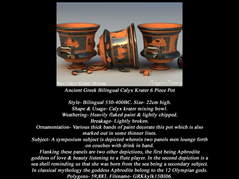 Greek Bilingual Various Subjects Collection II 6 Piece Pottery 3D Model