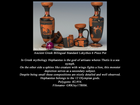 Greek Bilingual Various Subjects Collection II 6 Piece Pottery 3D Model