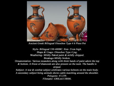 Greek Bilingual Various Subjects Collection II 6 Piece Pottery 3D Model