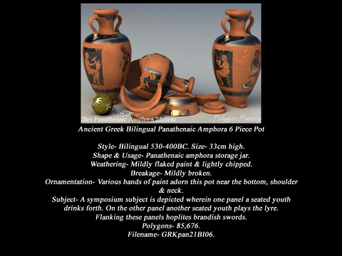 Greek Bilingual Various Subjects Collection II 6 Piece Pottery 3D Model