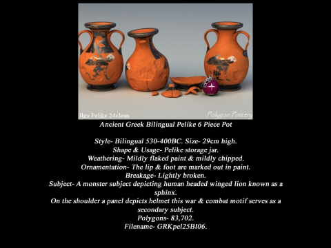 Greek Bilingual Various Subjects Collection II 6 Piece Pottery 3D Model