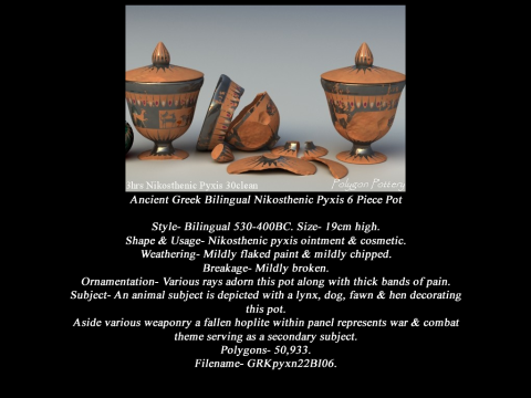 Greek Bilingual Various Subjects Collection II 6 Piece Pottery 3D Model