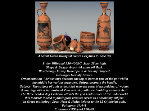 Greek Bilingual Various Subjects Collection II 9 Piece Pottery Modelo 3D