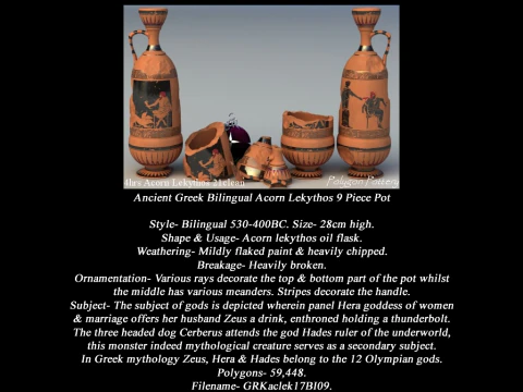 Greek Bilingual Various Subjects Collection II 9 Piece Pottery 3D Model
