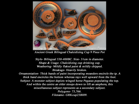 Greek Bilingual Various Subjects Collection II 9 Piece Pottery Modelo 3D