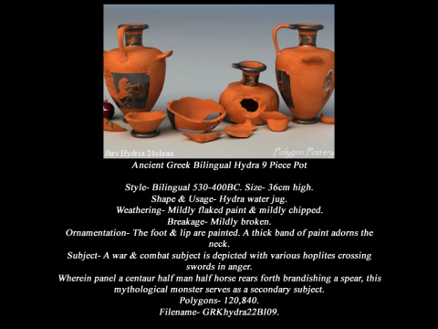 Greek Bilingual Various Subjects Collection II 9 Piece Pottery 3D Model
