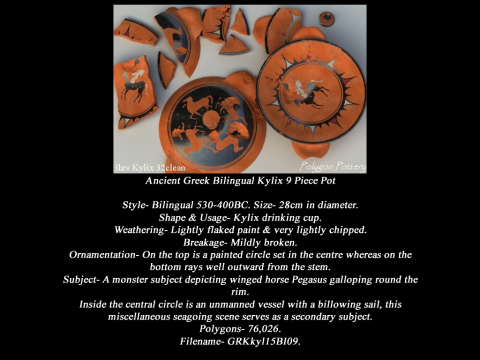 Greek Bilingual Various Subjects Collection II 9 Piece Pottery Modelo 3D