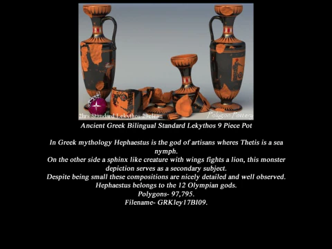 Greek Bilingual Various Subjects Collection II 9 Piece Pottery 3D Model