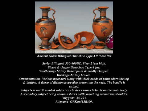 Greek Bilingual Various Subjects Collection II 9 Piece Pottery 3D Model