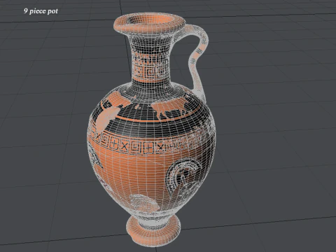 Greek Bilingual Various Subjects Collection II 9 Piece Pottery 3D Model