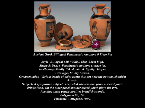 Greek Bilingual Various Subjects Collection II 9 Piece Pottery Modelo 3D