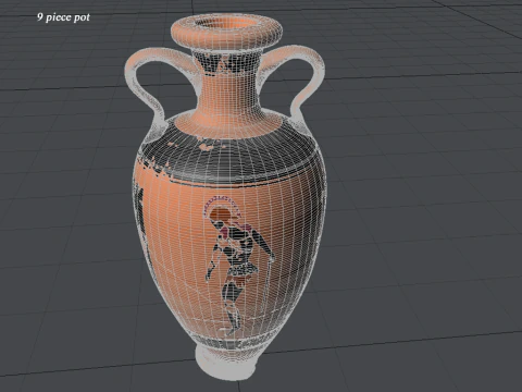 Greek Bilingual Various Subjects Collection II 9 Piece Pottery 3D Model