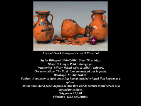 Greek Bilingual Various Subjects Collection II 9 Piece Pottery 3D Model