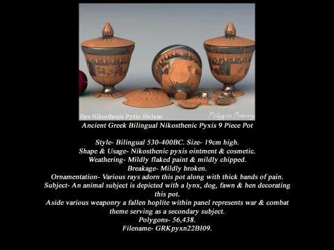Greek Bilingual Various Subjects Collection II 9 Piece Pottery 3D Model
