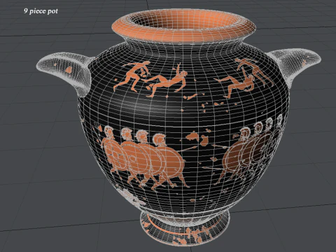 Greek Bilingual Various Subjects Collection II 9 Piece Pottery 3D Model