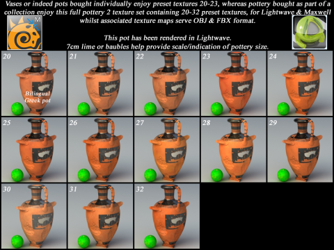 Koleksi Berbagai Subjek Bilingual Yunani II Tembikar 9 Buah Model 3D